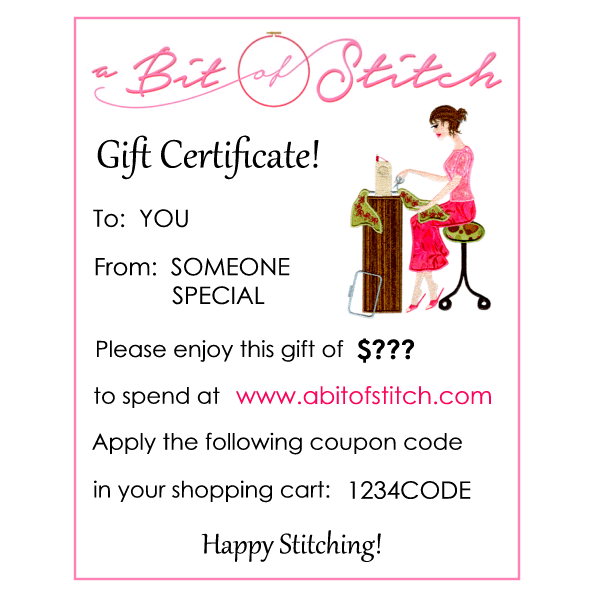A Bit of Stitch Gift Certificate!