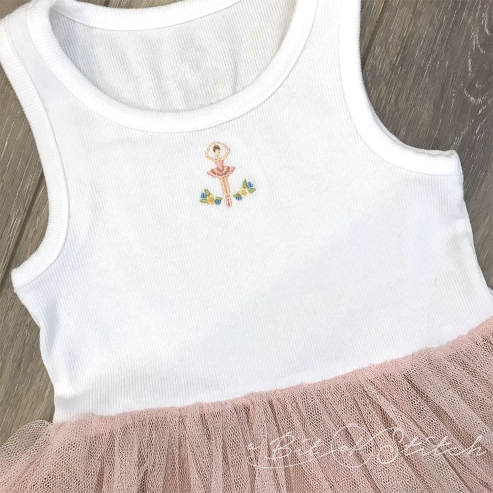 Tiny ballerina and flowers machine embroidery designs by A Bit of Stitch
