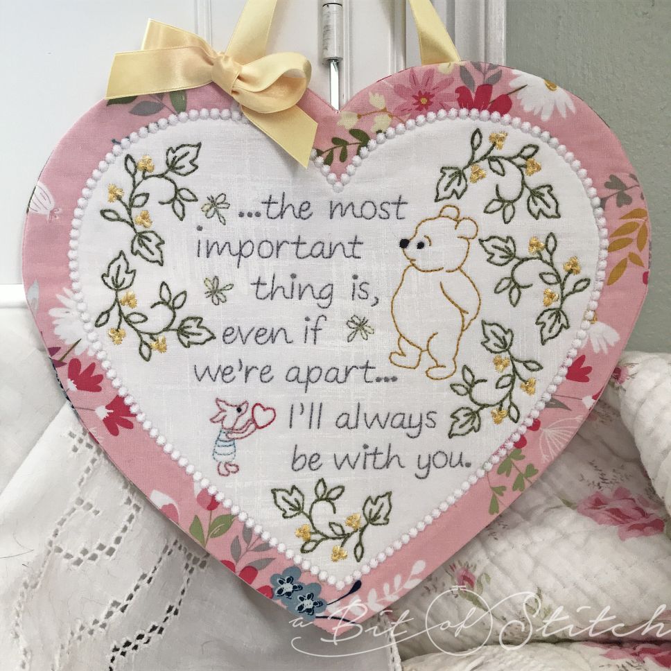Pooh Piglet I'll always be with you heart shape vintage machine embroidery design by A Bit of Stitch