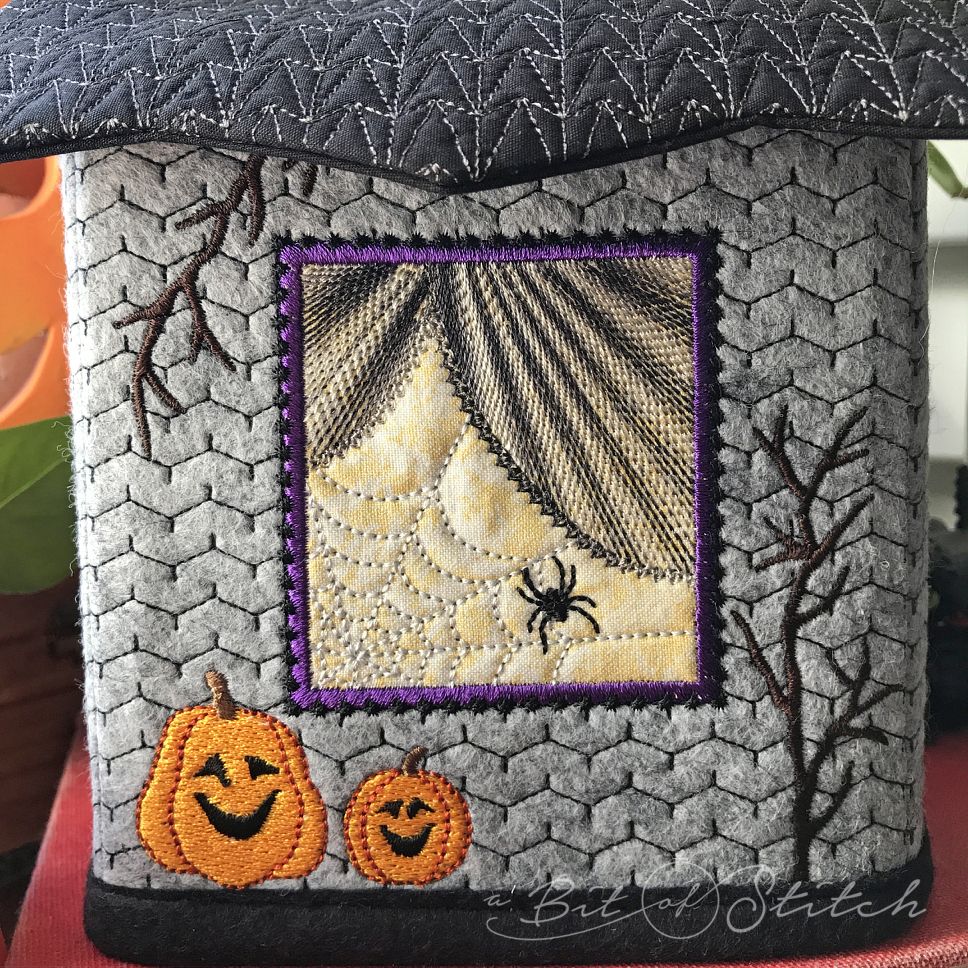 A Bit of Stitch Halloween tissue box cover embroidery
