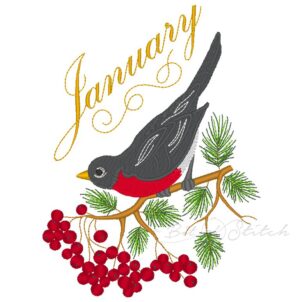 January Robin embroidery design by A Bit of Stitch
