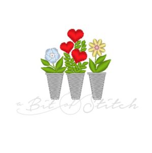 Hearts and flower bouquet machine embroidery design by A Bit of Stitch