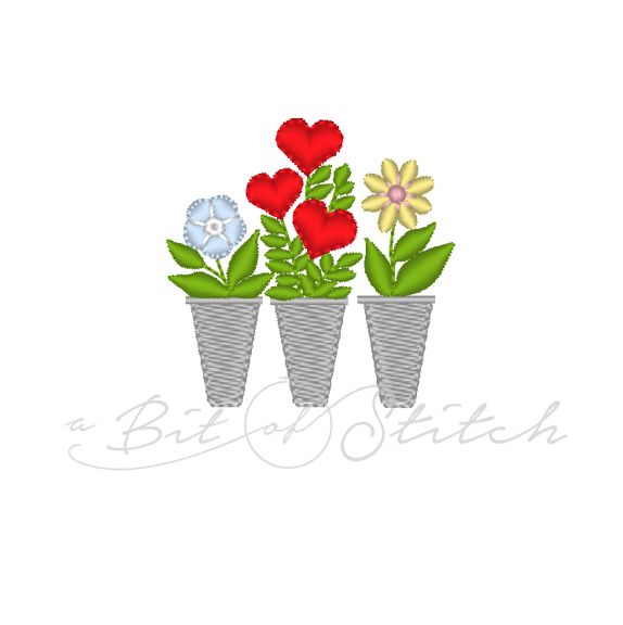 Hearts and flower bouquet machine embroidery design by A Bit of Stitch