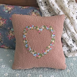 Petite Petals floral heart shaped wreath frame embroidery design by A Bit of Stitch