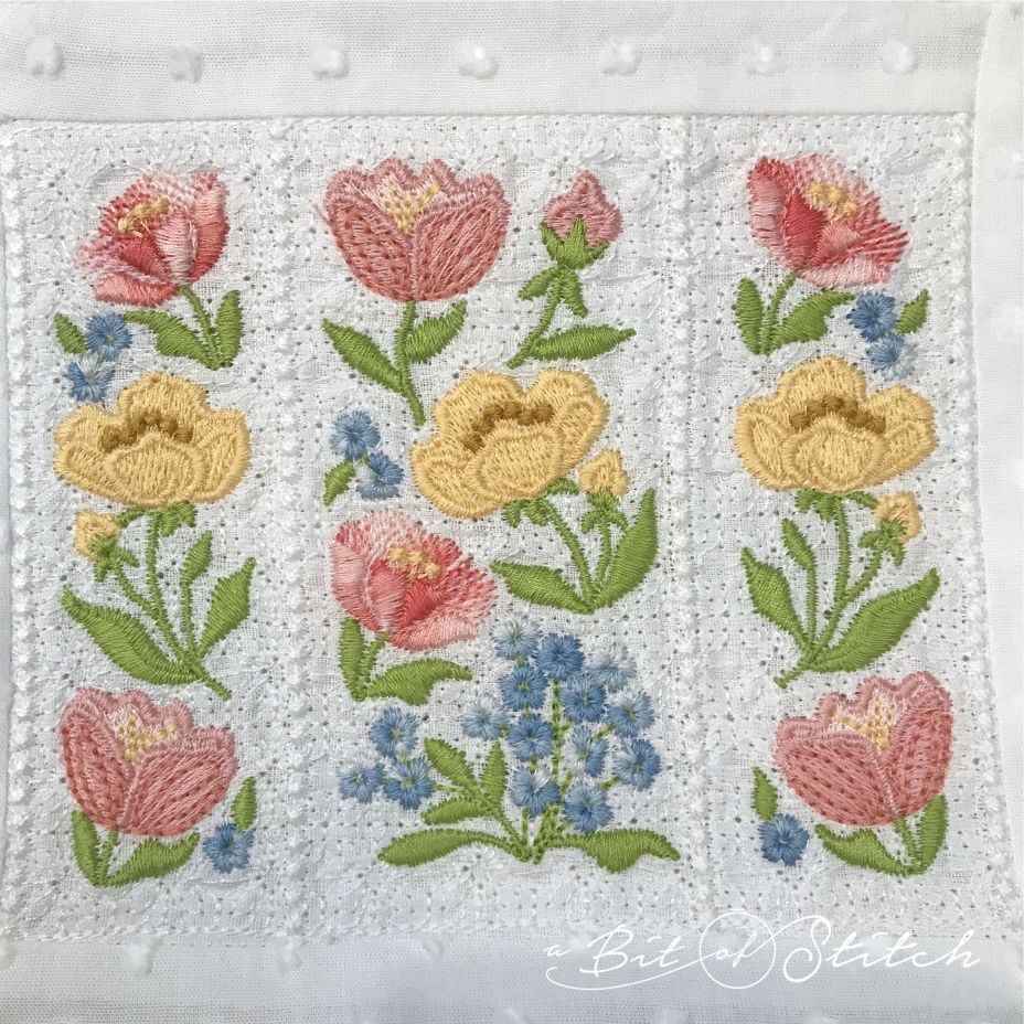 Fiori Eleganti machine embroidery designs by A Bit of Stitch - Spring and Summer flowers lace bodice