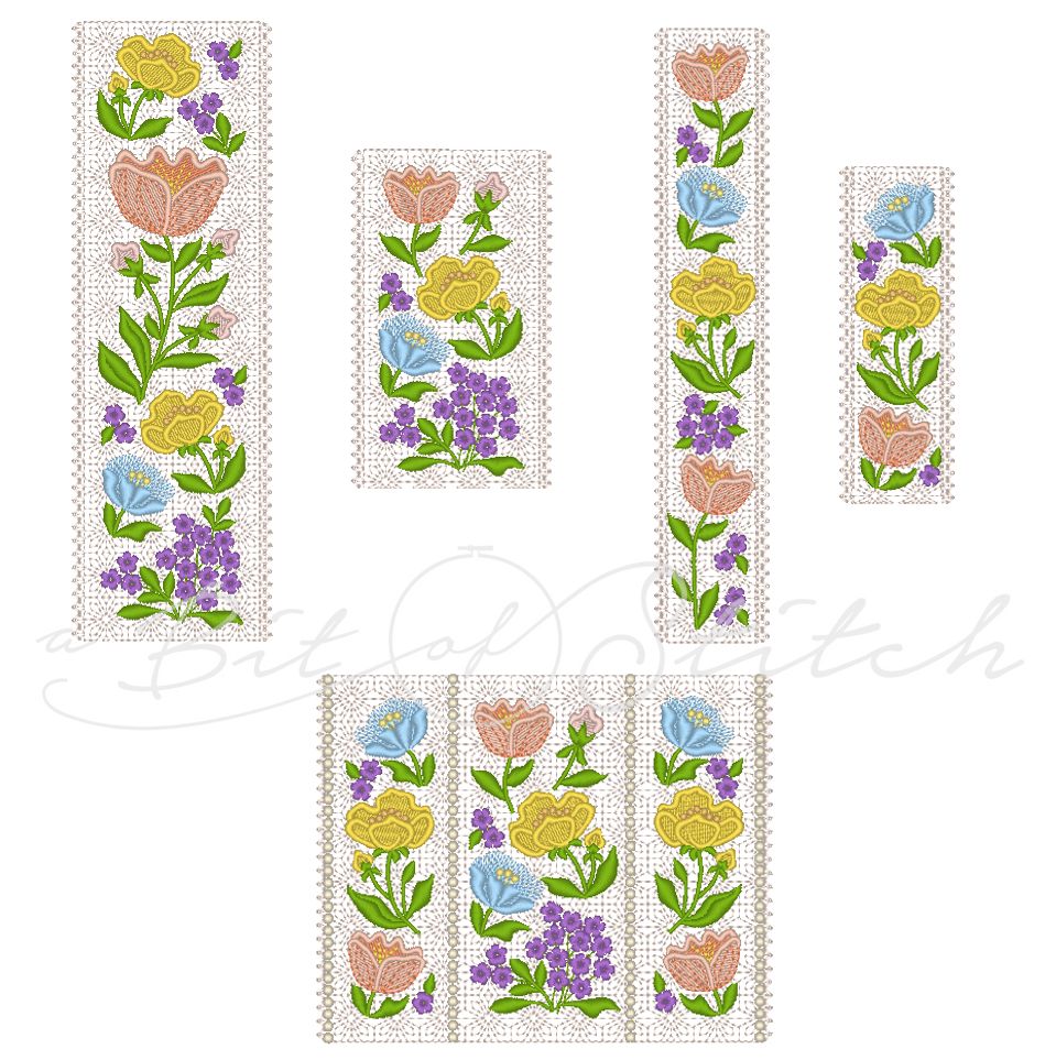 Fiori Eleganti machine embroidery designs by A Bit of Stitch - Spring and Summer flower lace borders
