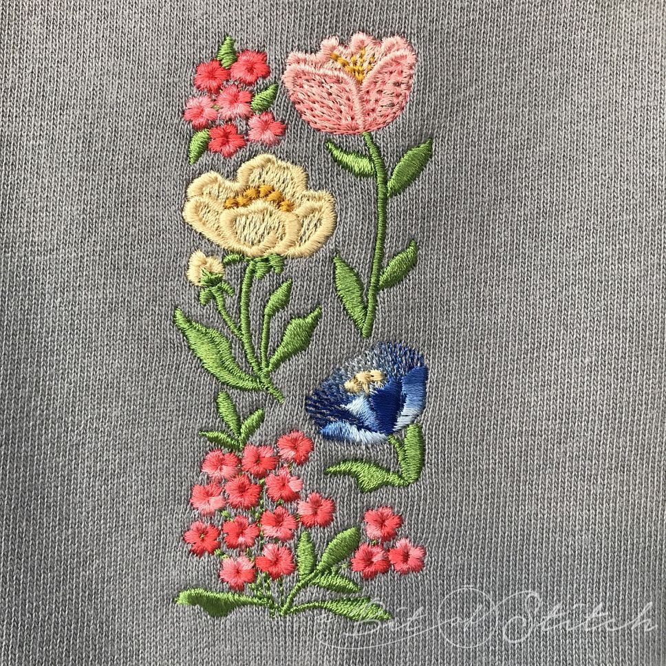 Fiori Eleganti machine embroidery designs by A Bit of Stitch - Spring and Summer flowers closeup