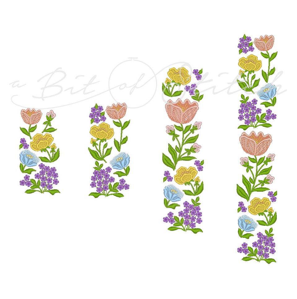 Fiori Eleganti machine embroidery designs by A Bit of Stitch - Spring and Summer flower borders