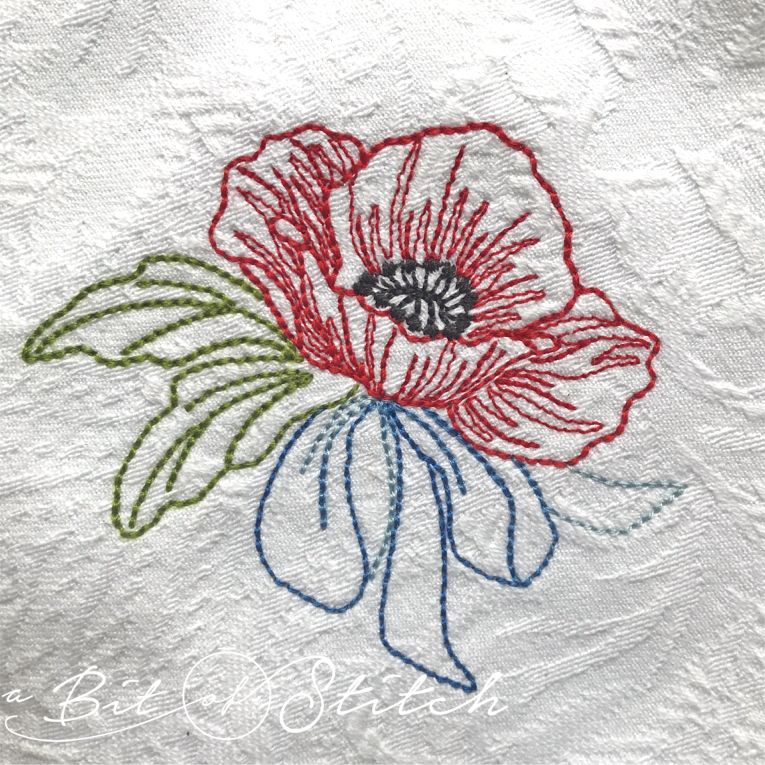 Poppy machine embroidery design by A Bit of Stitch - Memorial Day Poppy