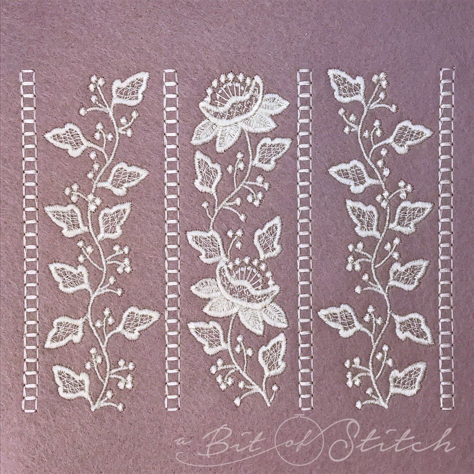 Old fashioned vintage Heirloom Lace bodice machine embroidery design by A Bit of Stitch