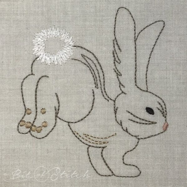 Vintage style bunny rabbit machine embroidery design by A Bit of Stitch