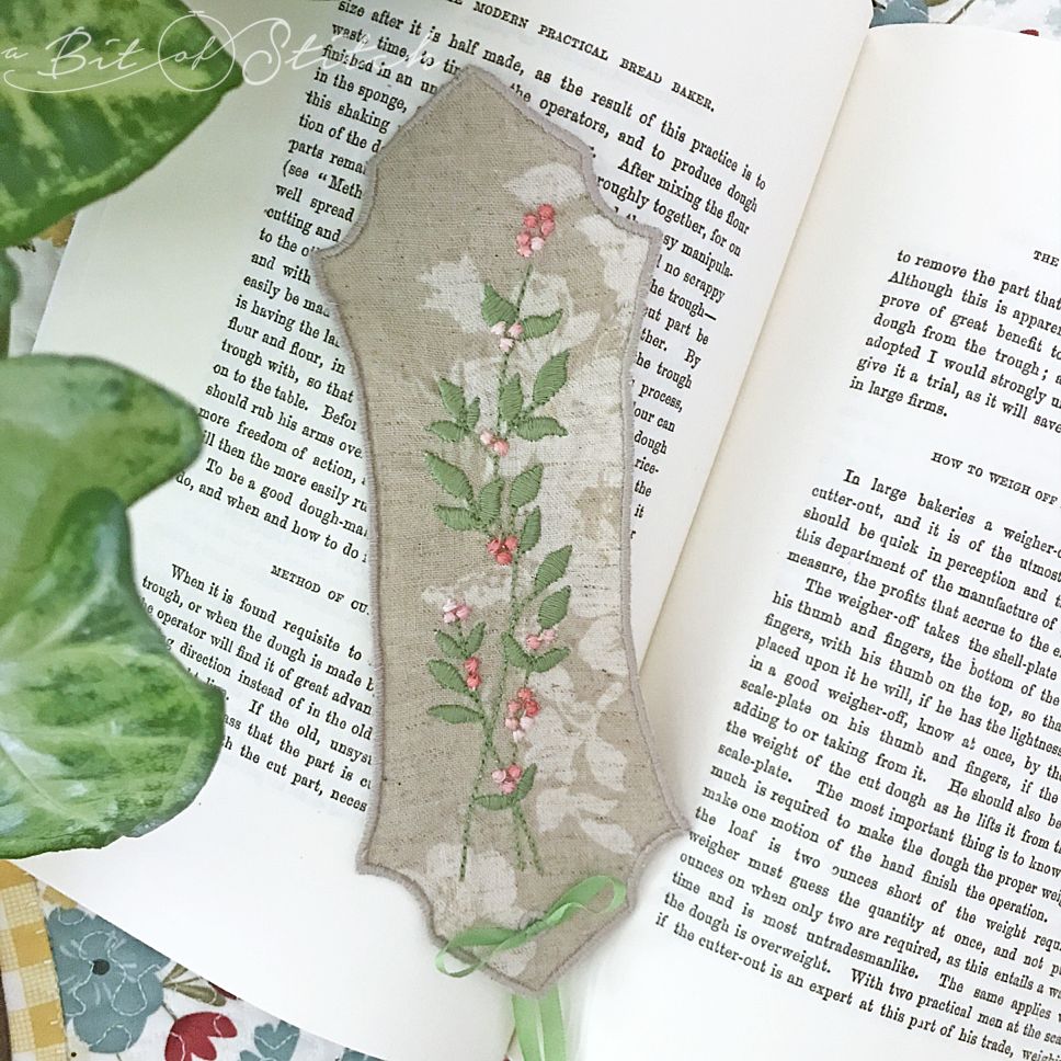 Meadow Flowers wildflower floral machine embroidery design by A Bit of Stitch on made-in-the-hoop bookmark