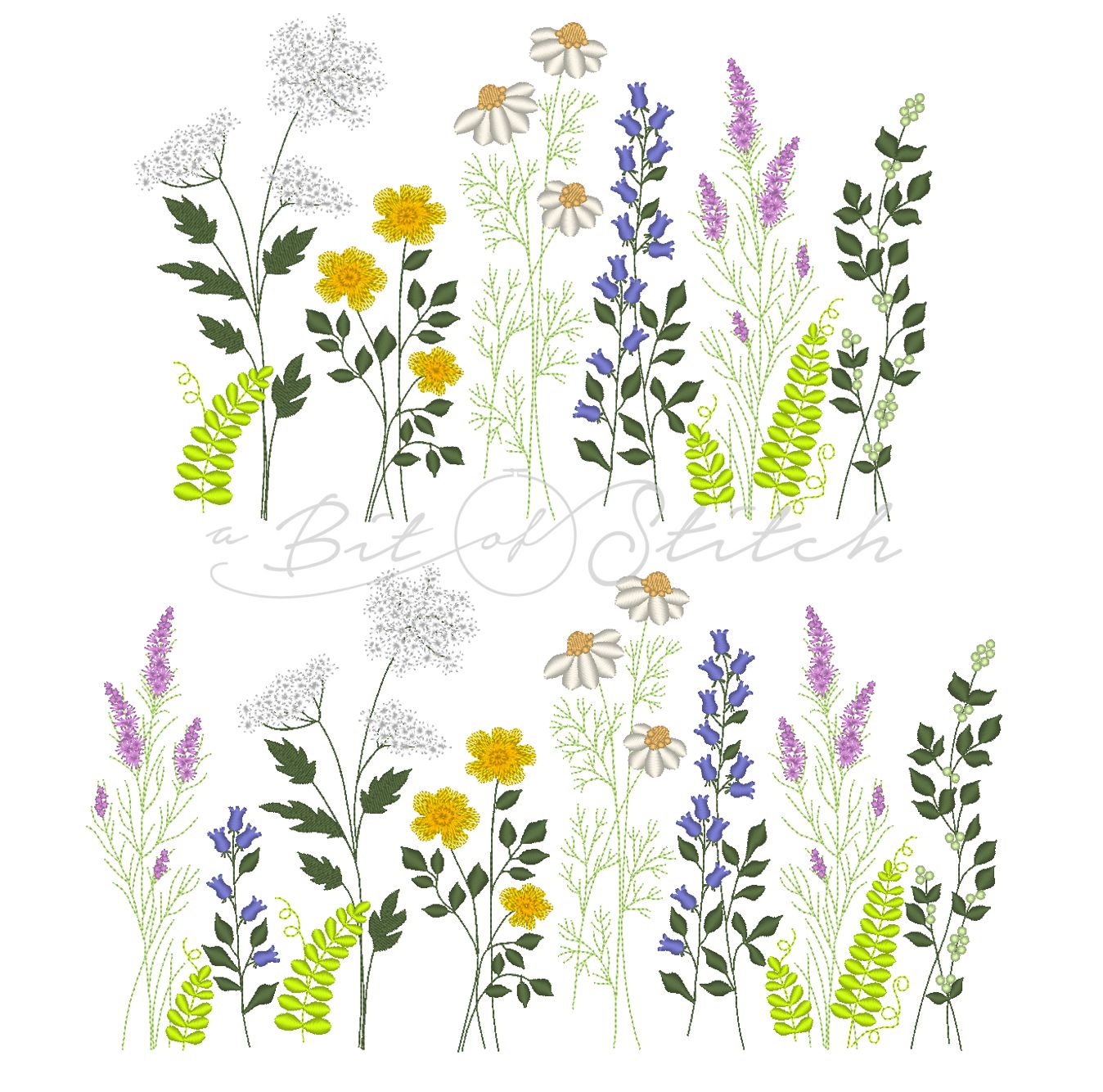 Meadow Flowers wildflower floral machine embroidery designs by A Bit of Stitch