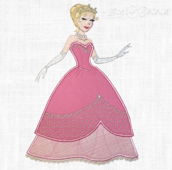 Sparkly Princess machine embroidery applique design by A Bit of Stitch