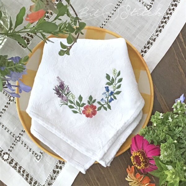 Meadow flowers scallop shaped floral machine embroidery design from A Bit of Stitch