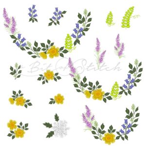 Meadow Flowers wildflower floral machine embroidery designs by A Bit of Stitch