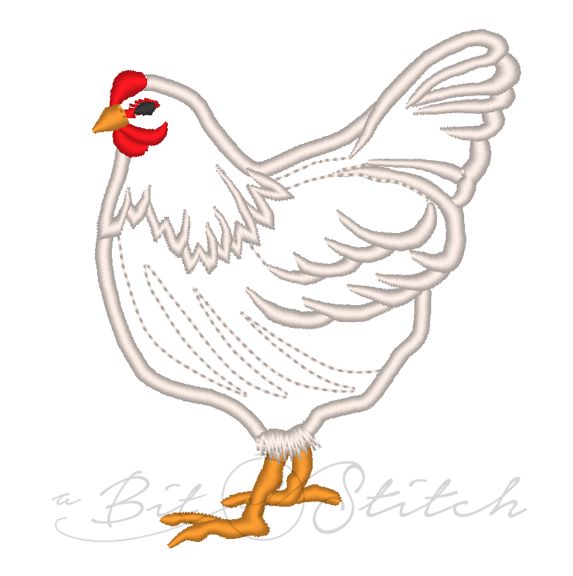 Hen chicken machine embroidery applique design by A Bit of Stitch