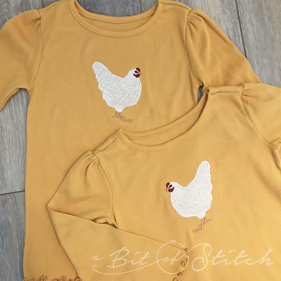 Chicken or hen machine embroidery applique design by A Bit of Stitch