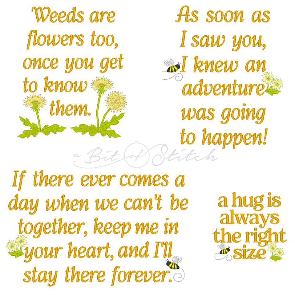 Winnie the Pooh book quotes machine embroidery designs by A Bit of Stitch