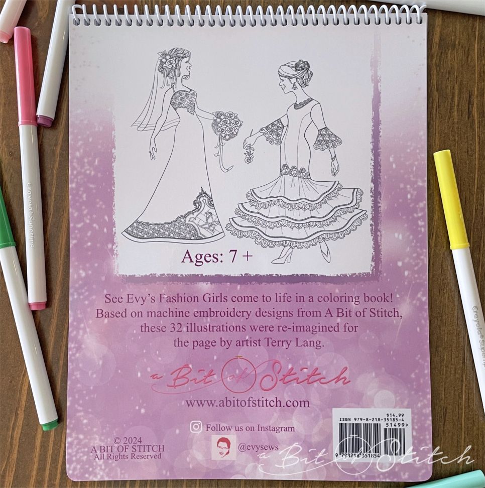 Fashion Girls coloring book from A Bit of Stitch