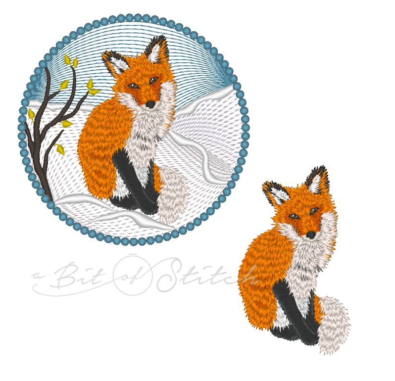 Realistic fox machine embroidery designs by A Bit of Stitch
