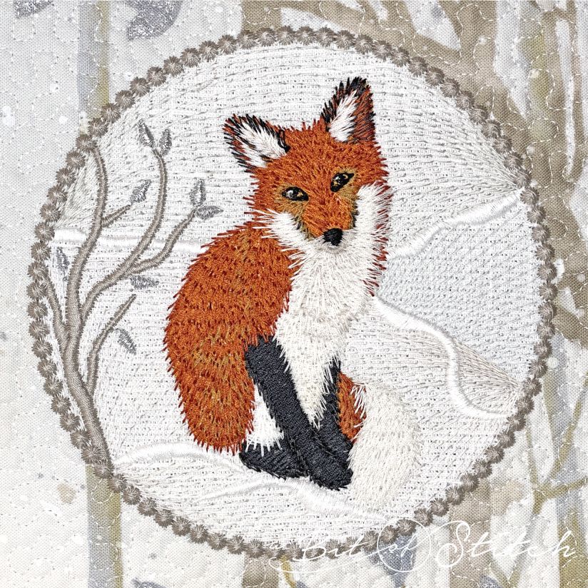 Realistic fox machine embroidery design by A Bit of Stitch