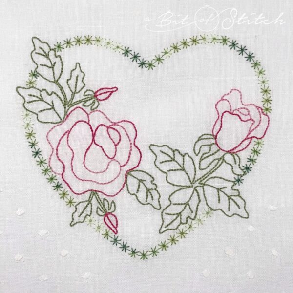 Lacy heart with roses - machine embroidery design from A Bit of Stitch