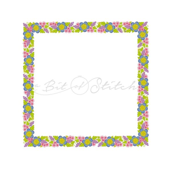 Large square floral frame - machine embroidery design from A Bit of Stitch