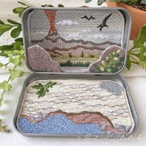 Treasure Tins Dinosaur prehistoric diorama machine embroidery designs from A Bit of Stitch